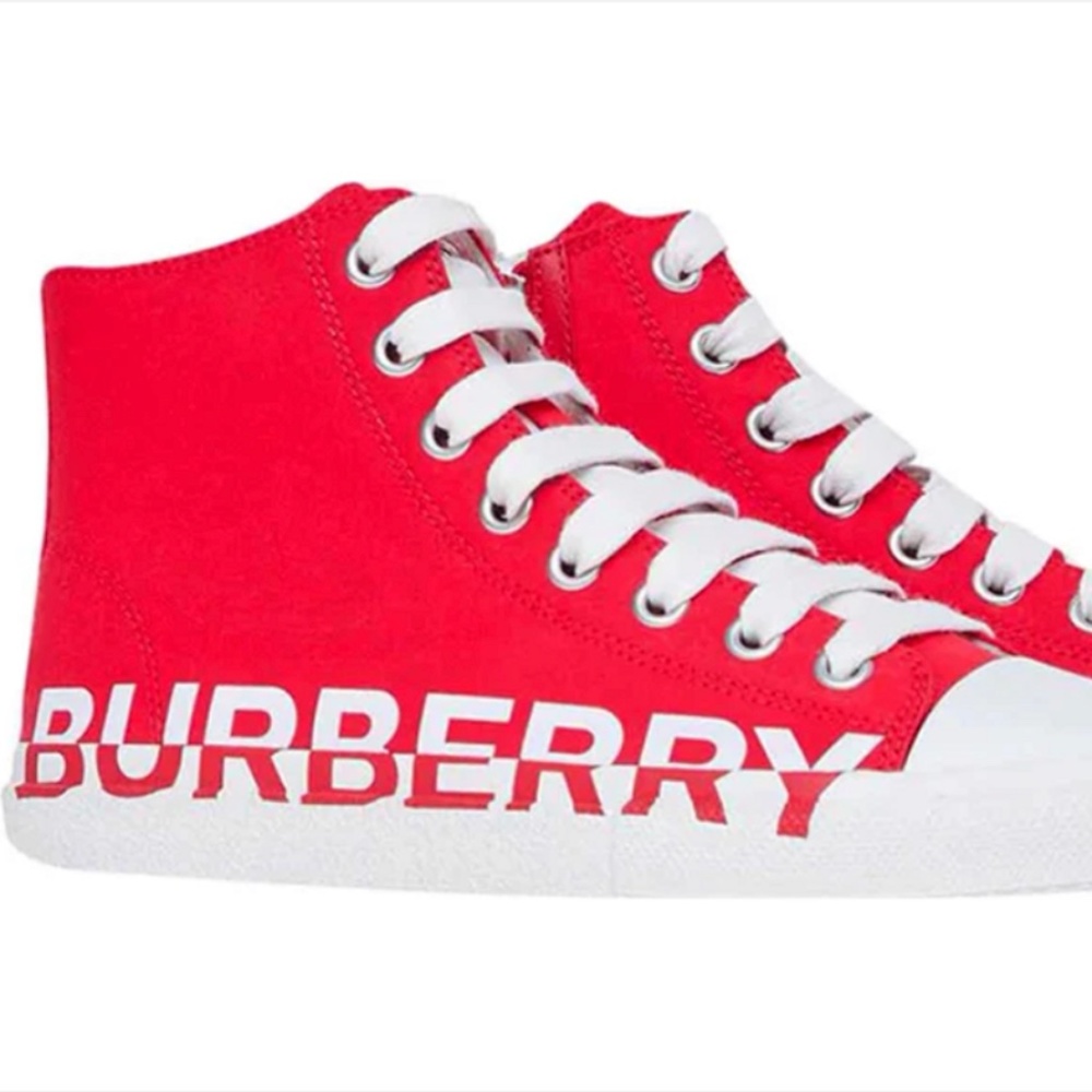 Red and White Designer High Top Sneakers